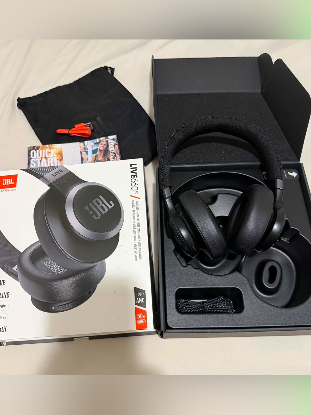 JBL Live 660NC Over-Ear Noise Cancelling Headphones - Black